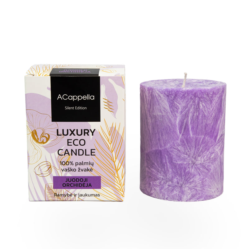 Accapella Rankų darbo 100% palmių vaško kvapni žvakė ,,Juodoji orchidėja&