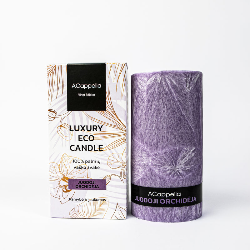 Accapella Rankų darbo 100% palmių vaško kvapni žvakė ,,Juodoji orchidėja&